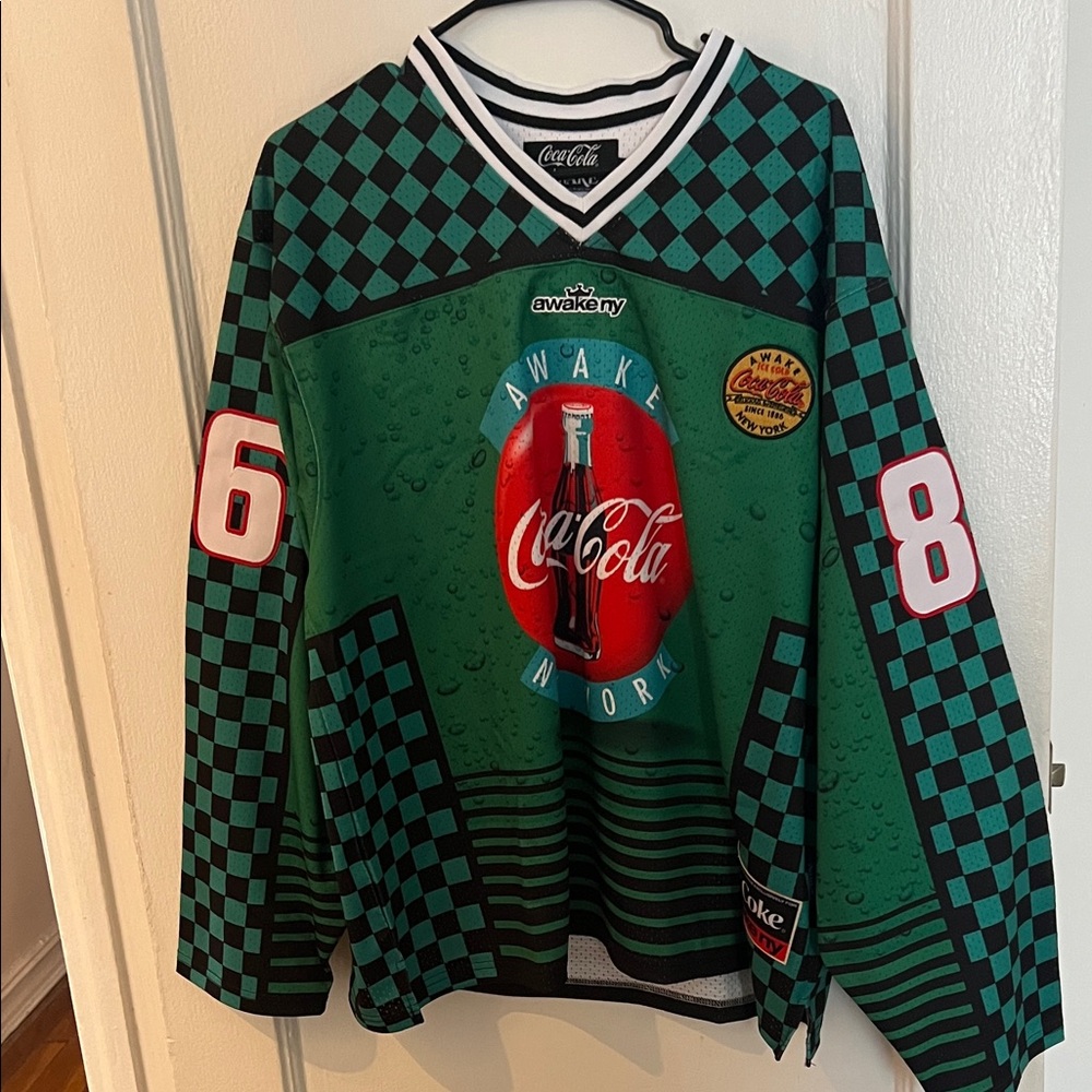 Awake NY Green and Black Checkered Coca Cola Jersey long sleeve